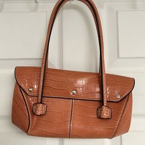 beige crocodile purse
